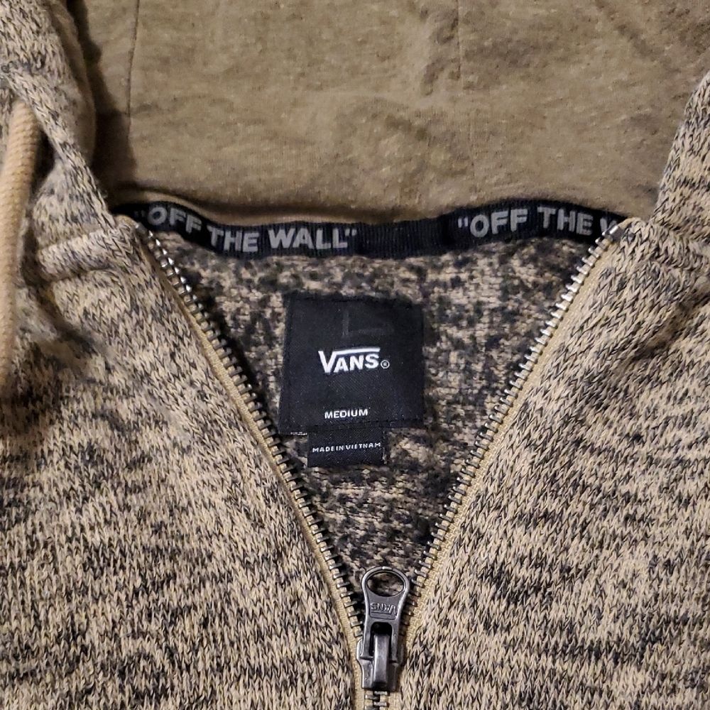 Vans Off The Wall Men's Olive Heather Half-Zip Hoodie Sweater - Picture 2 of 11